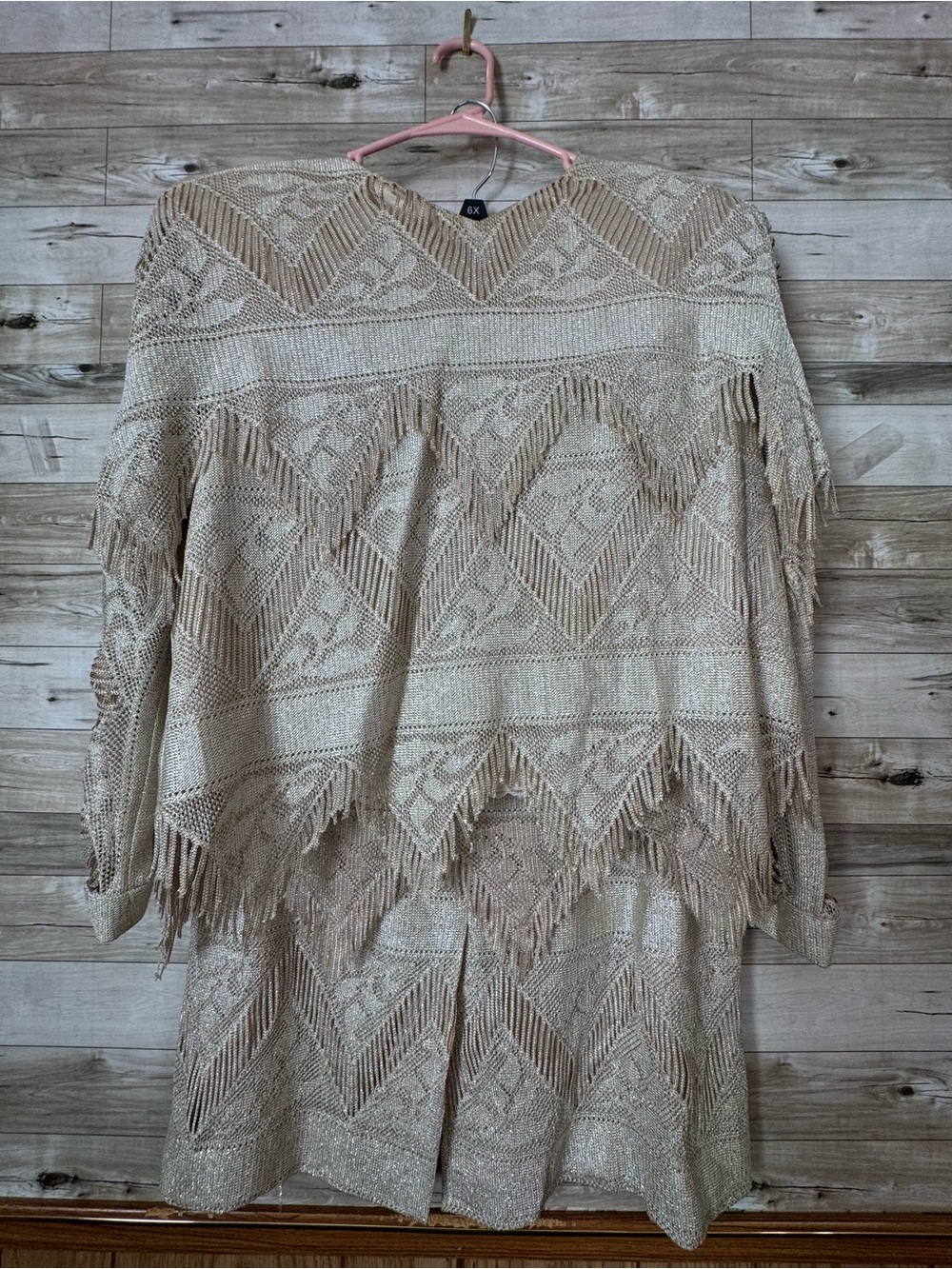Vintage Damianou Metallic Knit 2-Piece Skirt Set – Size M – Art Deco / Flapper